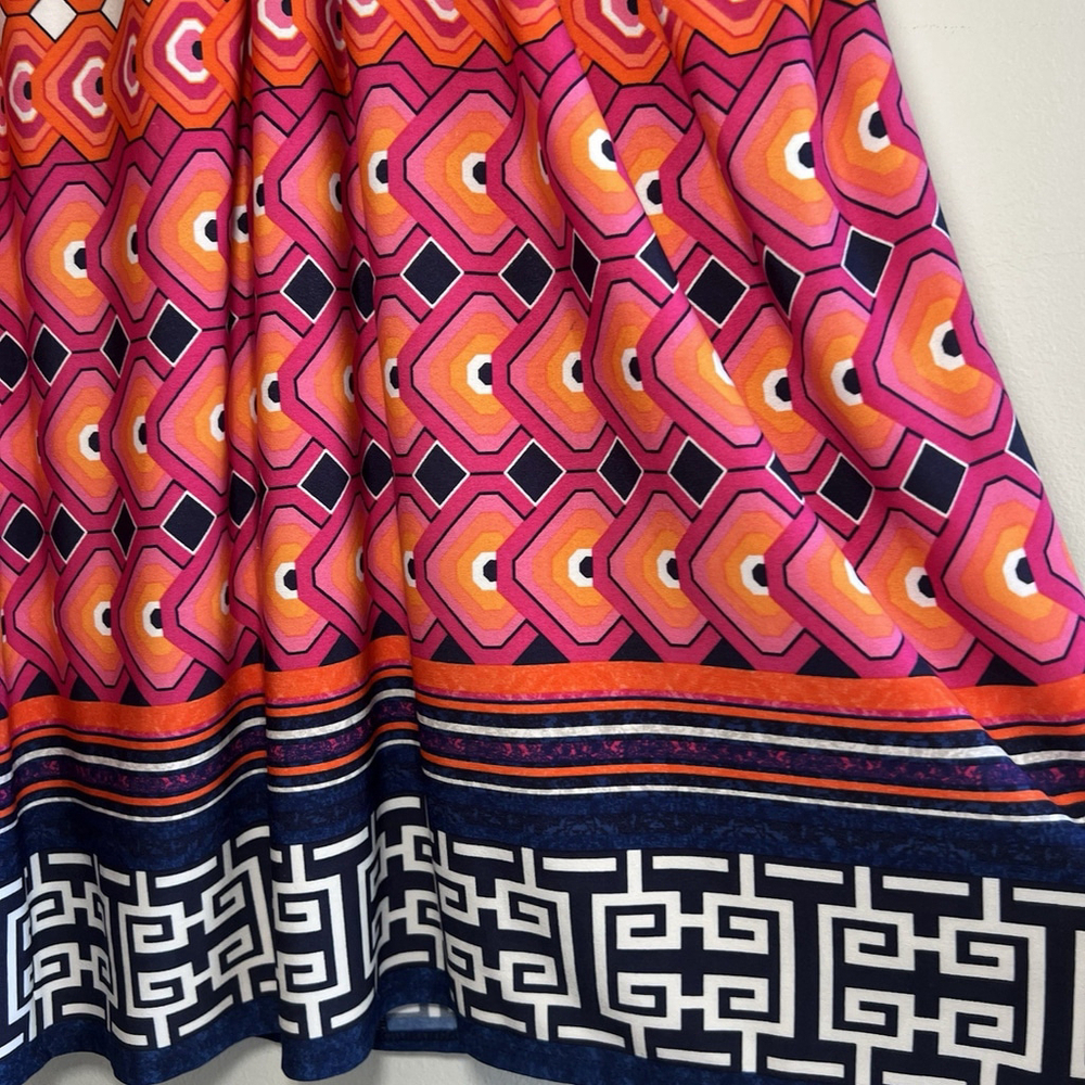 Laundry Shelli Segal Sleeveless Halter Dress Sz6 Twisted Cinched Bust Geometric - Picture 6 of 13